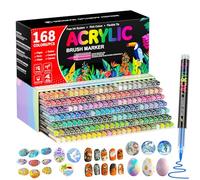 Sanyetral 168 Colors Acrylic Paint Pens,Paint Markers Brush Tips -Acrylic Pens for Rocks,Wood,Glass,Fabric & Paper,Shoes,Mugs Art Crafts Supplies Gift