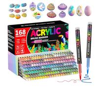 Sanyetral 168 Colors Acrylic Paint Pens,Paint Markers Brush Tips for Kids and Adults-Acrylic Pens for Rocks,Wood,Glass,Fabric & Paper,Shoes,Mugs