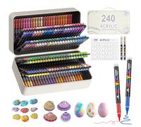Sanyetral 240+2 Colours Acrylic Paint Pens Set - Paint Markers for Rock Painting Stone Glass Ceramic Wood Metal Fabric-CD Bag Portable Acrylic Brush Pen Set