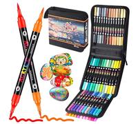 Sanyetral 96 Colors Acrylic Paint Markers, 48 Pcs Dual Brush Tip Dual Colors Acrylic Paint Pens for Wood, Canvas, Rock Painting, Glass, Ceramic, Stone Surfaces,DIY Crafts Making Etc