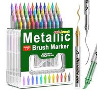 Sanyetral Metallic Acrylic Paint Pens,48 Colors Acrylic Paint Markers Scrapbook Pens Suitable for Paper, Pottery, Stones, Backpacks, Glass, Eggs, Fabrics, Plastics,Handicrafts