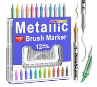 Sanyetral Metallic Acrylic Pens,12 Colors Acrylic Paint Markers Suitable for Paper, Pottery, Stones, Backpacks, Glass, Eggs, Fabrics, Plastics,Handicrafts