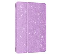 Sanyetral Tri-fold PU Leather and Clear PC Back Cover with Auto Wake/Sleep Shockproof Case, Incompatible with Nokia TCL -Shining Purple