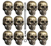 Sanyeyufeng 12Pcs Skull Rivets Buttons Skeleton Stud Goth Mental Conchos Pins for Leather Craft, Leather Belts, Shoes, Bags, Fabric DIY (Brass Color)