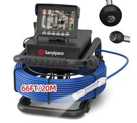 Sanyipace Sewer Camera 20M, 4.3" Pipe Inspection Camera with Light, DVR & Audio Recorder, 5600mAh Battery, Drain Industrial Endoscope for Duct Drain Pipe, Plumber, Homeowner
