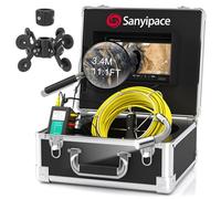 Sanyipace Sewer Camera, 9-inch LCD Monitor, Harder Coil Cable, IP68 Waterproof Drain Inspection Camera, Pipe Industrial Endoscope with Distance Counter, DVR Recorder & Adjustable Lights, 100FT/50M