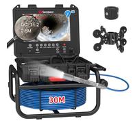 Sanyipace Sewer Inspection Camera 30M, Drain Camera with Distance Counter, 9" Pipe Industrial Endoscope with DVR & Audio Recorder, 12 LED Lights and 5X Zoom, HD 1080P Drainage Endoscope for Plumber