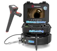 Sanyipace Sewer Inspection Camera, 50M Drain Camera with Pipe Locator, Self-Leveling, 512Hz Transmitter and DVR with Speaker, 7mm Cable, 10.1" Screen, 32GB Card