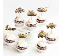 SANYUANHE Pack of 24 Tank Cake Decorations, Military Vehicles Cupcake Toppers, Children's Military Party, Tanks Armoured Vehicle Decoration for Boys Birthday and Military Vehicles Theme Parties