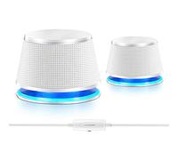 Sanyun SW102 Computer Speakers, 5Wx2, Deep Bass in Small Body, Stereo 2.0 USB Powered 3.5mm Aux Multimedia Speakers, Built-in Bottom Bass Radiators, PC Laptop Desktop Speakers, White
