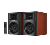 Sanyun SW205 4" Bookshelf Speakers | Immersive HiFi Audio with Virtual Surround | Flagship DAC/DSP Engine | Geometric Diffusion Cabinet | 80W, Bluetooth 5.4/Optical/AUX Inputs, Wireless Remote, Red