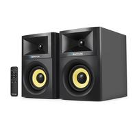 Sanyun SW205 4" Bookshelf Speakers | Immersive HiFi Audio with Virtual Surround | Flagship DAC/DSP Engine | Geometric Diffusion Cabinet | 80W, Bluetooth 5.4/Optical/AUX Inputs, Wireless Remote, Black