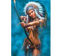 SanZez 5D Diamond Painting Kits for Adults American Native Indian Woman Archery Paint with Full Drill Round Diamond Art for Wall Decoration 30x40cm