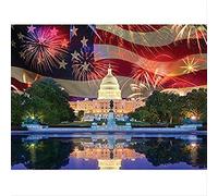 SanZez Diamond Art Diamond Painting America Flag White House Fireworks Picture of Rhinestone Diamond Embroidery Decoration Home 50x60cm