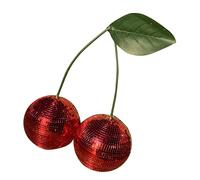 SANZH Cherry Disco Ball Decor | Elegant Glass Mirror Ball Decoration | Stylish Glass Mirror Ball Reflective Decorative Ornaments Perfect for DJ Club Stage Bar Sanzh, Red Double Ball