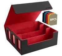 SANZIE Card Deck Box for MTG Commander Deck Box with 8 Dividers fits 1800+ Single Sleeved Trading Cards PTCG TCG DeckBox fit for Magic Game Cards (Black&Red)