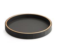 SANZIE Leather Desktop Storage Organizer Premium Serving Tray for Sundries, Cosmetics, Phone, Wallet, Cutlery - Decorative Valet Tray (Black Disc)