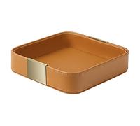 SANZIE Leather Desktop Storage Organizer,Tray for Keys,Phone,Wallet,Coin Change (orange)