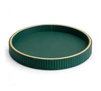 SANZIE Leather Tray Desktop Storage Organizer Premium Serving Tray Decorative Tray Valet Tray for Sundries Cosmetics Keys Phone Wallet Cutlery (Green Disc)