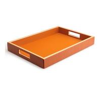 SANZIE Orange Leather Tray Desktop Storage Organizer Modern Rectangular Holder for Sundries Cosmetics Phone Wallet Cutlery