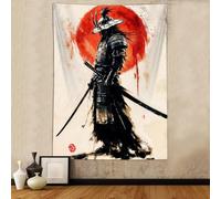 Sanzugh Anime Tapestry Japanese Samurai Art Tapestries Black Red Sun Wall Hanging for Men Boys Dorm Decor Poster 40x60 Inches
