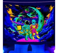 Sanzugh Funny Space Astronaut Alien Blacklight Tapestry UV Reactive Poster, Trippy Universe Black Light Art for Men Guys Room Bedroom Decor Cool Psychedelic Glow in the Dark Tapestries Wall Hanging