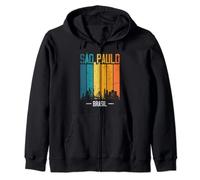 Sao Paulo Brasil Retro Vintage Sunset Skyline Sao Paulo Zip Hoodie