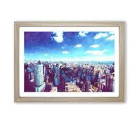 Sao Paulo Brazil Skyline Painting Framed Print | A2 Oak Framed Wall Art | Ready to Hang | Modern Cityscape Picture | Living Room Bedroom Lounge Office