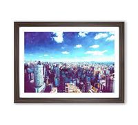 Sao Paulo Brazil Skyline Painting Framed Print | A2 Walnut Framed Wall Art | Ready to Hang | Modern Cityscape Picture | Living Room Bedroom Lounge Office