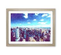 Sao Paulo Brazil Skyline Painting Modern Art Framed Print | A2 Oak Framed Wall Art | Ready to Hang | Modern Cityscape Picture | Living Room Bedroom Lounge Office