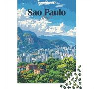 Sao Paulo Cityscape 1000 Piece Jigsaw Puzzle, Famous Building Scenic Print, Thick Cardboard Pieces, Decorative Artwork for Home Décor Fans, 38x26cm/1000pcs