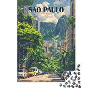 Sao Paulo Cityscape Travel Puzzle 1000 Pieces, Asian Architecture Inspired View, Matte Printed Jigsaw for Travel Lovers, Decorative Artwork, 52x38cm/1000pcs