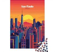 Sao Paulo Skyline Sunset 1000 Piece Jigsaw Puzzle, Urban Skyscraper View, Premium Paper Puzzle, Relaxing Challenge for Adults, Birthday Gift, Gift Idea, 70x50cm/1000pcs