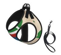 Sao Tome And Principe Flag Map Print Adjustable Reflective Harness Leash Set For Cats, Dogs And Small Pets, Soft Breathable Mesh Walking Vest With Escape-Proof Lead