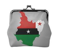 Sao Tome and Principe flag map01 small makeup bag for purse,kiss lock bank card storage bag retro compact multifunctional change bag, Black, One Size, Art Deco