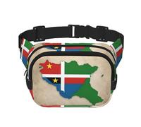 Sao Tome and Principe flag map02 print Cute Large Black Fanny Packs for Women Cross Body Waist Bag Nylon Fashionable Fanny Pack, Black, One Size