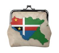 Sao Tome and Principe flag map02 small makeup bag for purse,kiss lock bank card storage bag retro compact multifunctional change bag, Black, One Size, Art Deco