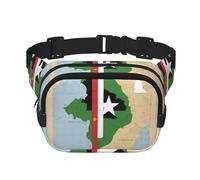 Sao Tome and Principe flag map03 print Cute Large Black Fanny Packs for Women Cross Body Waist Bag Nylon Fashionable Fanny Pack, Black, One Size