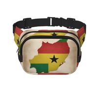 Sao Tome and Principe flag map04 print Cute Large Black Fanny Packs for Women Cross Body Waist Bag Nylon Fashionable Fanny Pack, Black, One Size