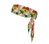 Sao Tome And Principe Flag Map04 Print Ninja Headbands,Adjustable Head Tie For Men, Sports Sweatband For Yoga Running Basketball