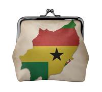 Sao Tome and Principe flag map04 small makeup bag for purse,kiss lock bank card storage bag retro compact multifunctional change bag, Black, One Size, Art Deco