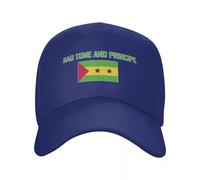 SAO Tome and Principe Name with Flag Sun Baseball Cap - Patriotic Breathable Adjustable Ethnic Style Dad Cap Trucker Hat Men Women Outdoor Soccer Hat for Gift Blue One Size