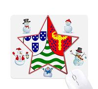 Sao Tome and Principe National Emblem Christmas Snowman Family Star Mouse Pad