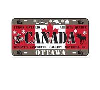 SAODOMA Canada Flag Metal Sign Old License Plates Tin Sign 11.8×5.9 Inch Plate Wall Decor Living Room Bedroom Shop Outdoor Vintage License Plates Decoration