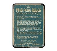 SAODOMA Ping Pong Rules Tin Sign - Retro Style - Gifts for Ping Pong Lovers Private Gym Indoor and Outdoor Home Decoration Knowledge Metal Sign