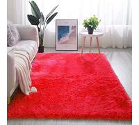 SAOGERUL Machine Washable Fluffy Area Rugs Soft Area Rugs for Bedroom Living Room Shaggy Patterned Fluffy Carpets Living Room Furry Home Decor Rugs,Red,120 * 160cm