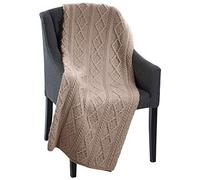 SAOL 100% Merino Wool - Aran Knit Couch Throw Blanket 102 x 152 cm (Skiddaw)