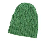 SAOL 100% Merino Wool Cable Knit Hat for Men, in Natural/Charcoal/Navy/Green (Green)