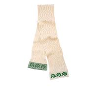 SAOL 100% Merino Wool Tree of Life Aran Wool Scarf for Ladies, in Natural/Navy/Green (Natural)