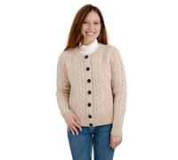SAOL Irish Ladies Wool Cardigan Sweater Cable Knit Made in Ireland, Parsnip, Small
